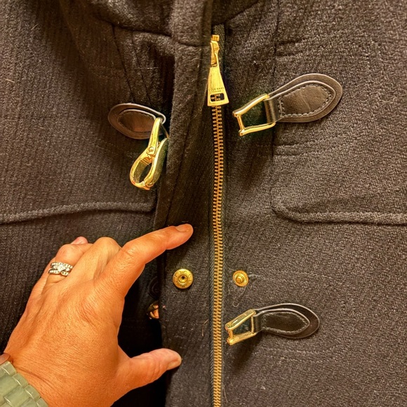 Cole Haan Signature Wool Blend Toggle Coat w/ Faux Fur Hood – Size 10 Black - Picture 12 of 14